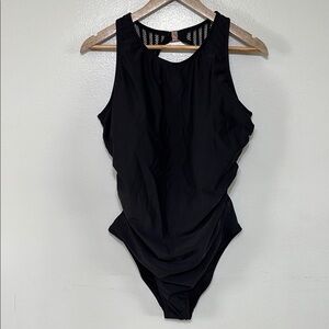 Cupshe “Feel The Tummy” Contouring Black One Piece Bathing Suit Size XL New